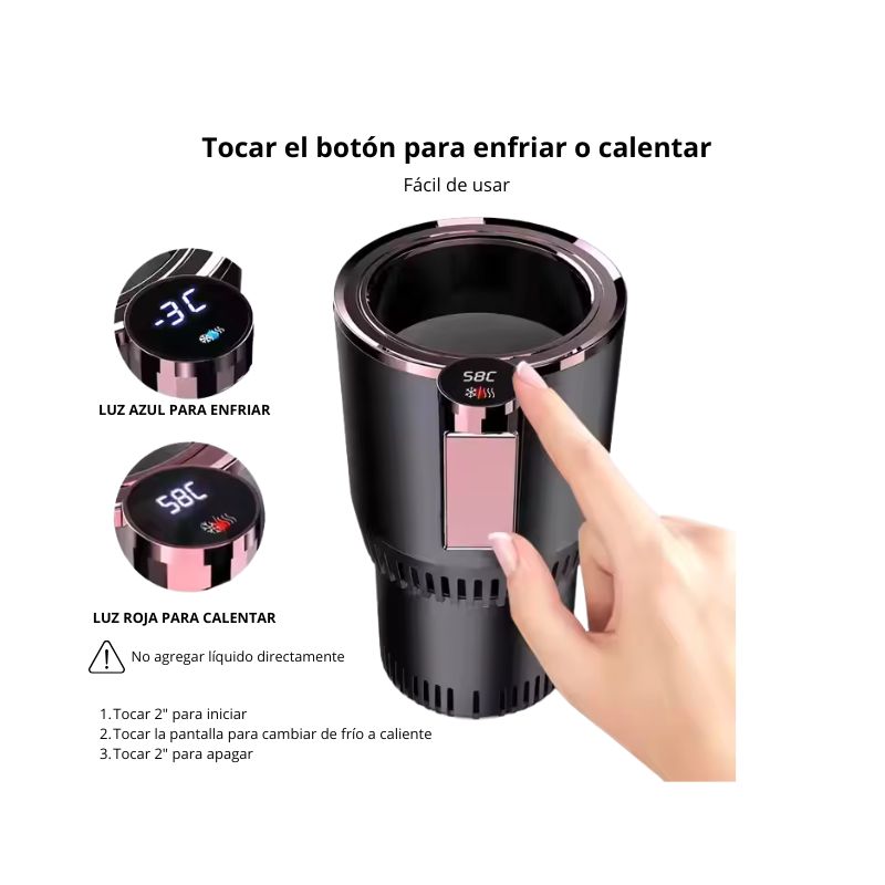 Portavasos inteligente 2 en 1 para coche con calefacción, refrigeración y pantalla digital