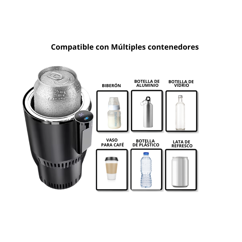 Portavasos inteligente 2 en 1 para coche con calefacción, refrigeración y pantalla digital