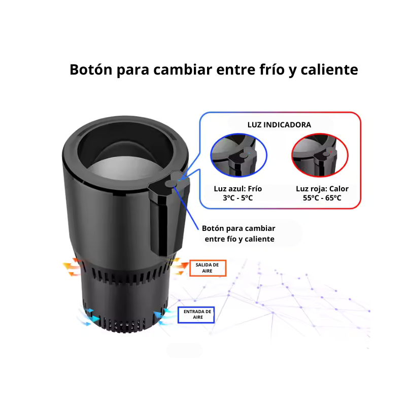 Portavasos inteligente 2 en 1 para coche con calefacción, refrigeración y pantalla digital